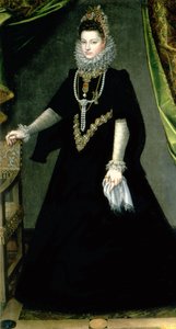 Infanta Isabella Clara Eugenia (1566-1633), dochter van koning Filips II van Spanje (1556-98) en Isabella van Valois (1545-68), 1599 door Sofonisba Anguissola